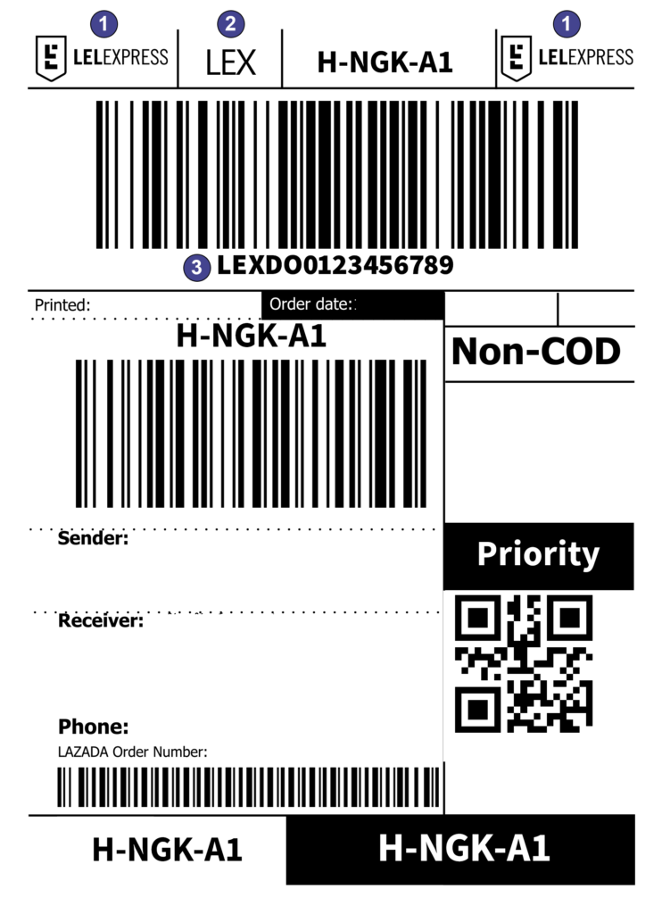 ตัวอย่างฉลากนำส่ง LEX Drop Off - LELExpress